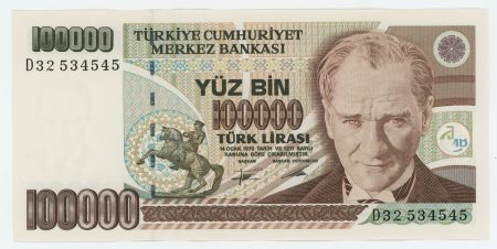 Turkey 100000 Lira L.1970 Pick 205 UNC