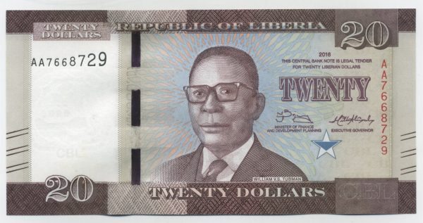 Liberia 20 Dollars 2016 Pick 33a UNC