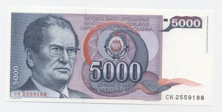 Yugoslavia 5000 Dinara 1-5-1985 Pick 93a UNC