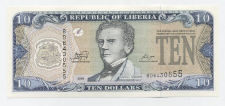 Liberia 10 Dollars 2009 Pick 27e UNC