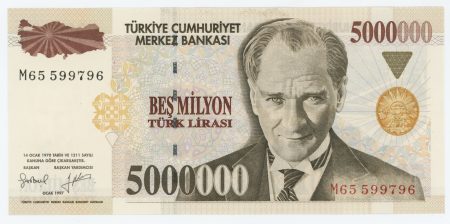 Turkey 5000000 Lira L 1970 1997 Pick 210 UNC