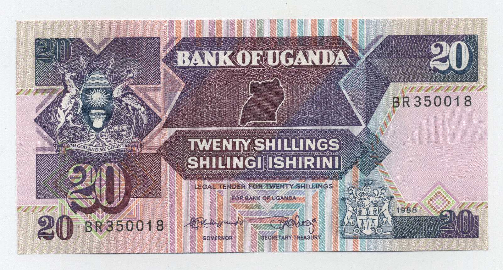 Uganda 20 Shilingi 1988 Pick 29 UNC Uganda 20 Shilingi 1988 Pick 29 UNC