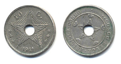 Belgian Congo 10 Centimes 1911 KM 18 VF Circulated Copper Nickel