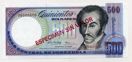 Venezuela 500 Bolivares 5-2-1998 Pick 67s UNC