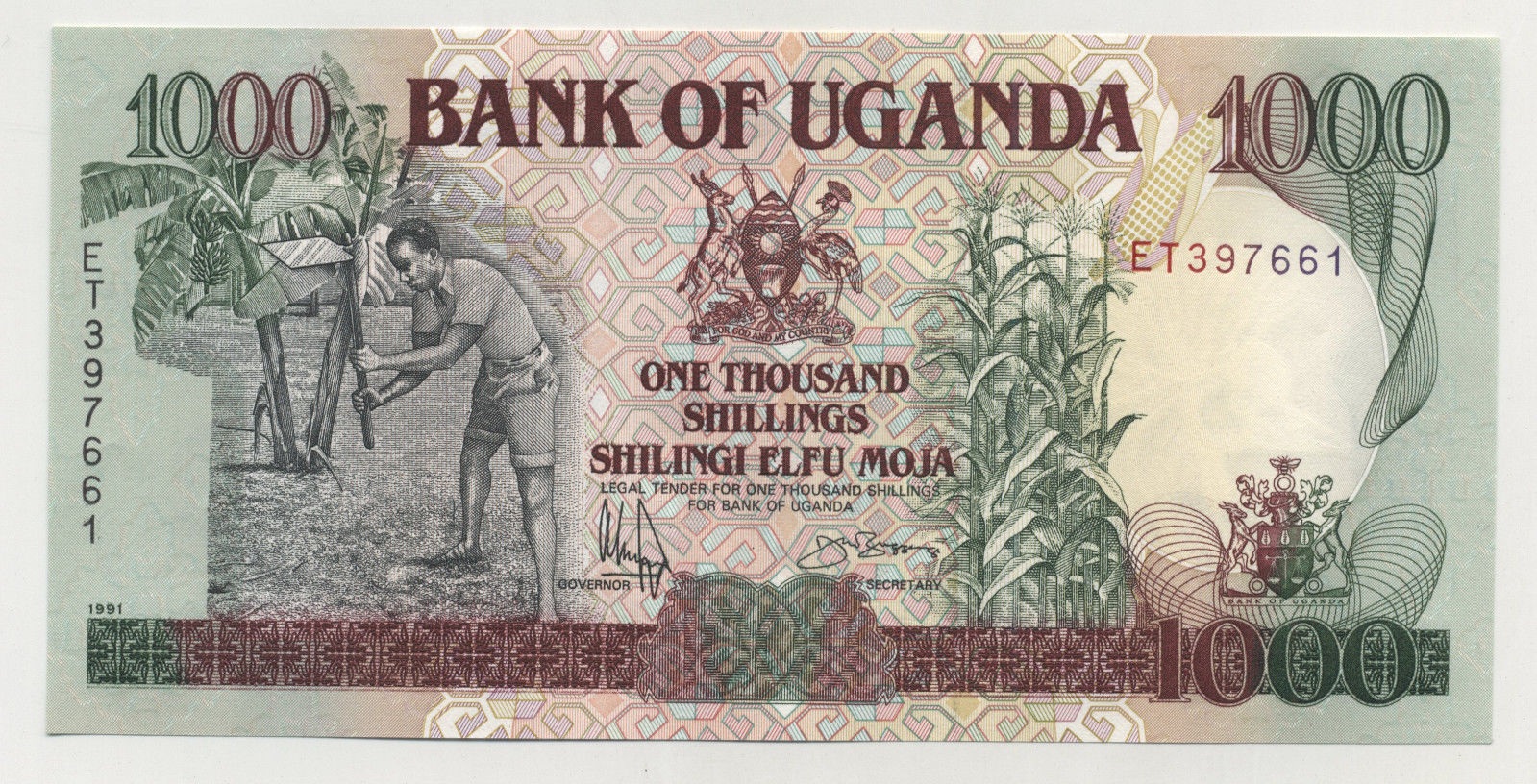 Uganda 1000 Shilingi 1991 Pick 34b UNC Uganda 1000 Shilingi 1991 Pick 34b UNC