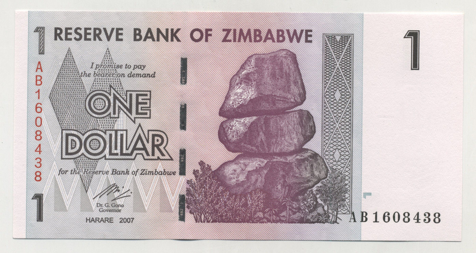 Zimbabwe 1 Dollar 2007 Pick 65 UNC Zimbabwe 1 Dollar 2007 Pick 65 UNC