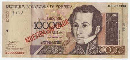 Venezuela 10000 Bolivares 25-5-2004 Pick 85.s UNC
