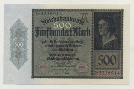 Germany 500 Marks 27-3-1922 Pick 73 UNC