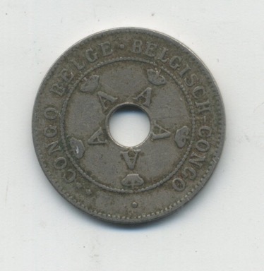 Belgian Congo 10 Centimes 1922 KM 18 VF Circulated Copper Nickel