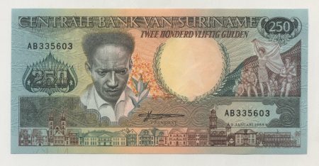Suriname 250 Gulden 9-1-1988 Pick 134 UNC