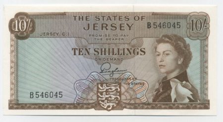 Jersey 10 Shillings ND 1963 Pick 7 aUNC