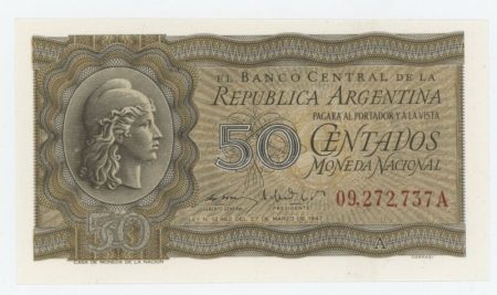 Argentina 50 Centavos 27-3-1947 Pick 259a UNC