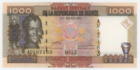 Guinea 1000 Francs 2006 Pick 40 UNC