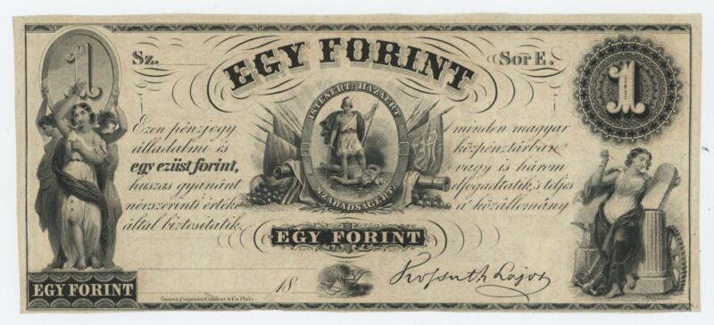Hungary Egy Forint 1852 S Pick S141r aUNC Hungary Egy Forint 1852 S Pick S141r aUNC