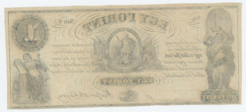 Hungary Egy Forint 1852 S Pick S141r aUNC Hungary Egy Forint 1852 S Pick S141r aUNC