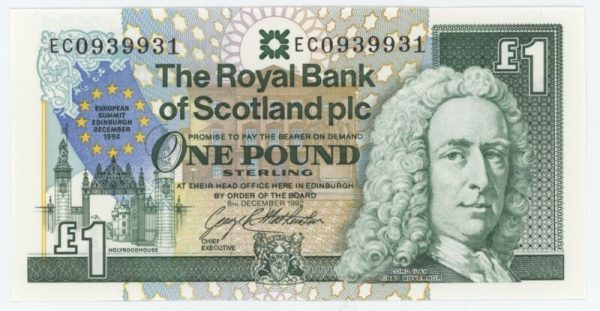 Scotland 1 Pound 8-12-1992 Pick 356a UNC