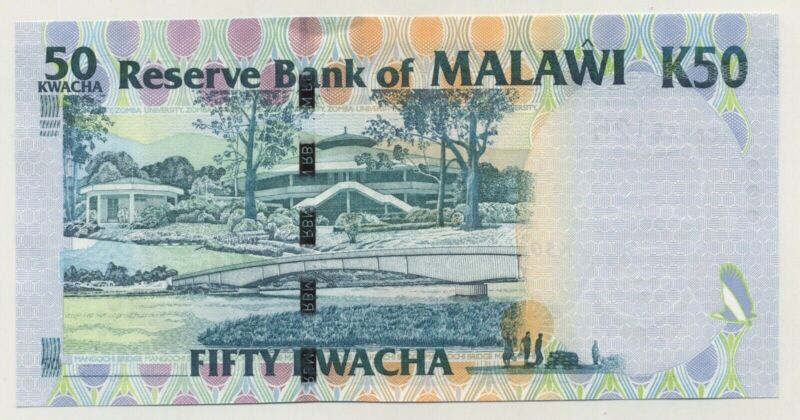 Malawi 50 Kwacha 6-7-2004 Pick 49 UNC Malawi 50 Kwacha 6-7-2004 Pick 49 UNC