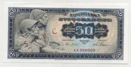 Yugoslavia 50 Dinara 1-8-1965 Pick 79s UNC
