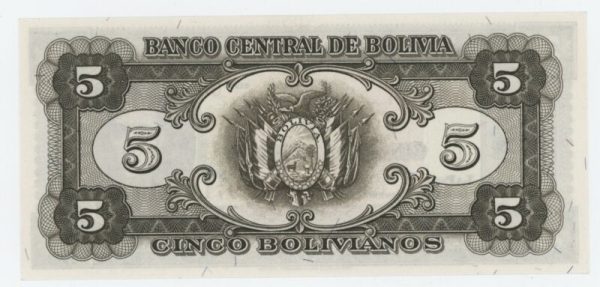 Bolivia 5 Bolivianos L 1945 Pick 138d UNC