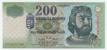 Hungary 200 Forint 2001 Pick 187a UNC