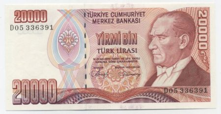 Turkey 20000 Lira L 1970 1988 Pick 201 UNC