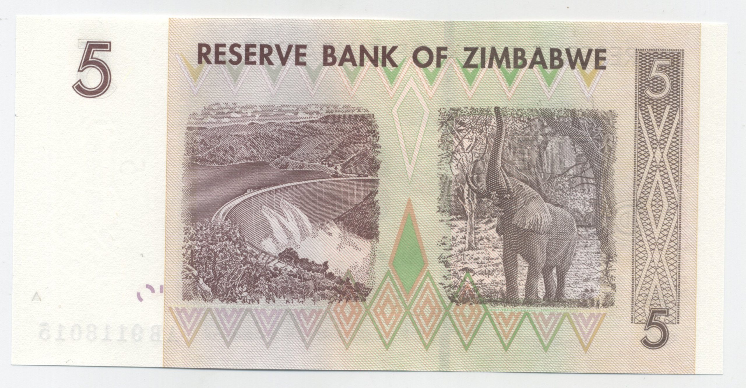 Zimbabwe 5 Dollars 2007 Pick 66 UNC Zimbabwe 5 Dollars 2007 Pick 66 UNC