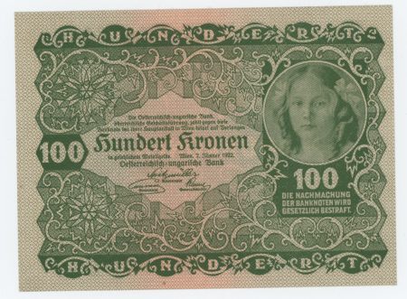 Austria 100 Kronen 2-1-1922 Pick 77 aUNC