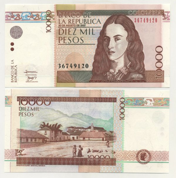 Colombia 10000 Pesos 20-8-2007 Pick 453k UNC