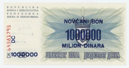 Bosnia and Herzegovina 1000000 Dinara 10-11-1993 Pick 35b UNC