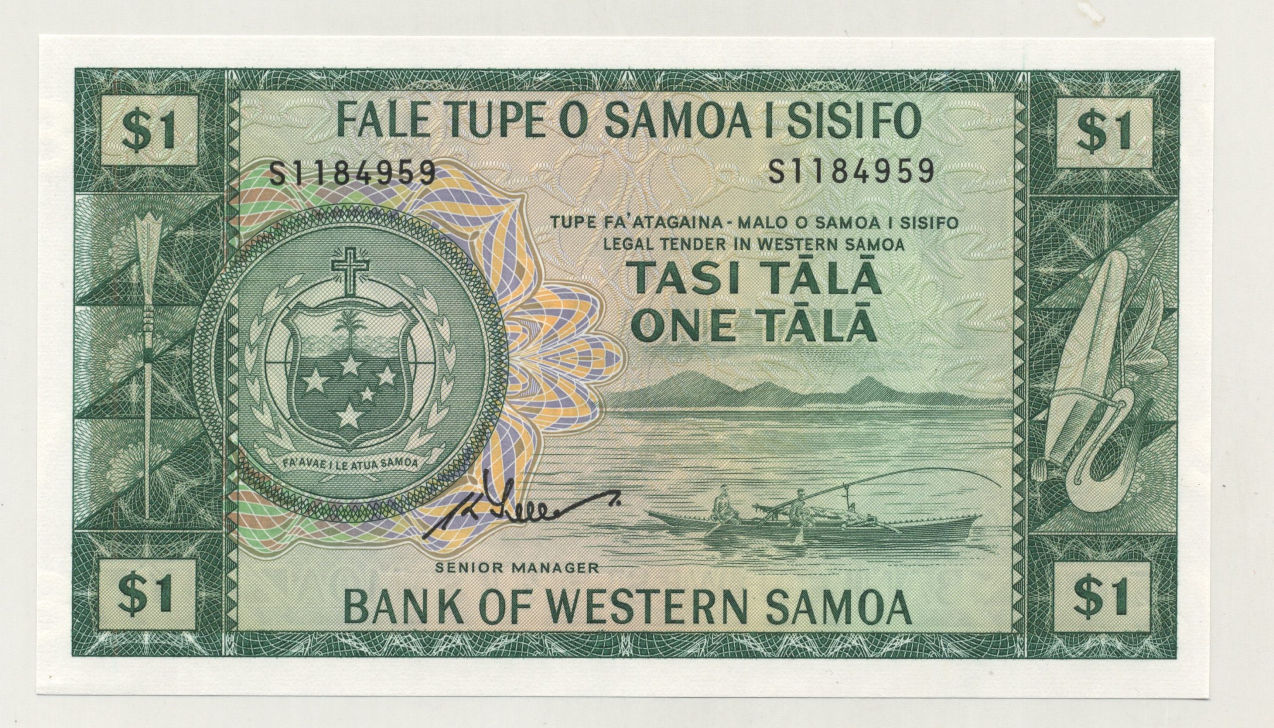 Samoa 1 Tala ND 1967 Pick 16dCS UNC Samoa 1 Tala ND 1967 Pick 16dCS UNC