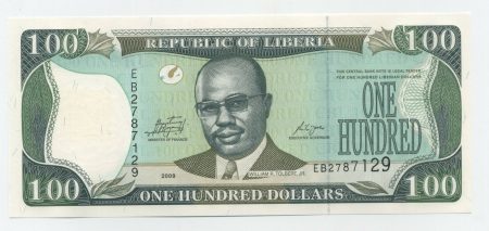 Liberia 100 Dollars 2009 Pick 30e UNC
