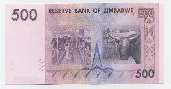 Zimbabwe 500 Dollars 2007 Pick 70 UNC