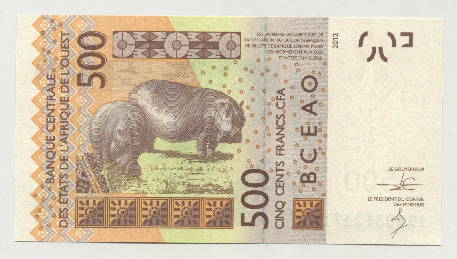 West African States 500 Francs 2012 Pick 719K UNC West African States 500 Francs 2012 Pick 719K UNC
