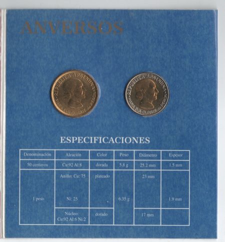 Argentina 1997 Official Set EVITA 50 Centavos & 1 Peso KM121 & 122 UNC