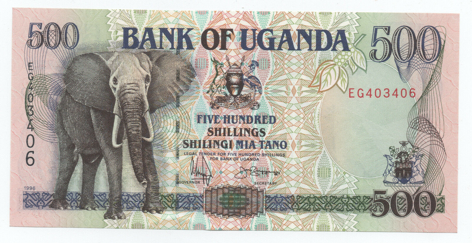 Uganda 500 Shilingi 1996 Pick 35a UNC Uganda 500 Shilingi 1996 Pick 35a UNC