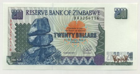 Zimbabwe 20 Dollars 1997 Pick 7a UNC