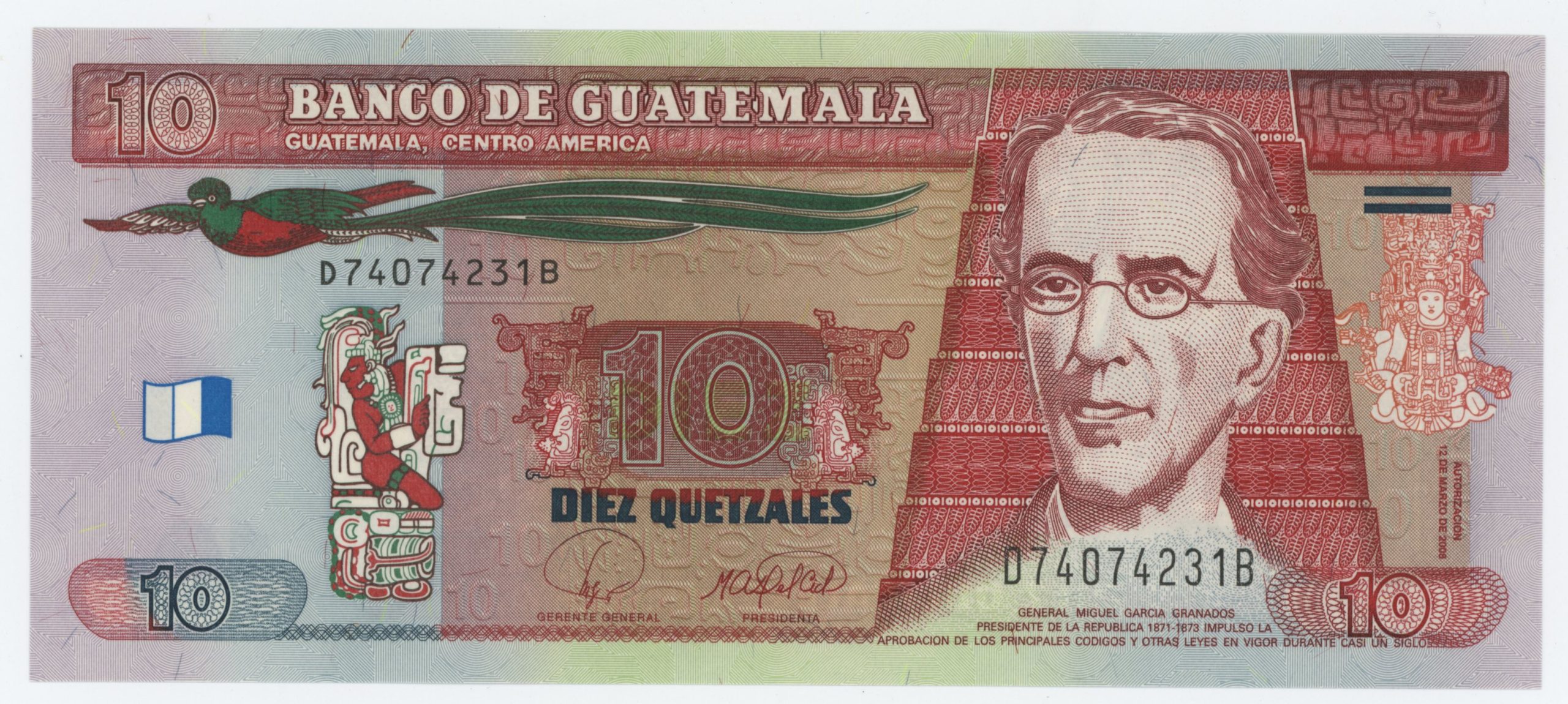 Guatemala 10 Quetzales 12-3-2008 Pick 117 UNC Guatemala 10 Quetzales 12-3-2008 Pick 117 UNC