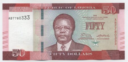 Liberia 50 Dollars 2016 Pick 34a UNC