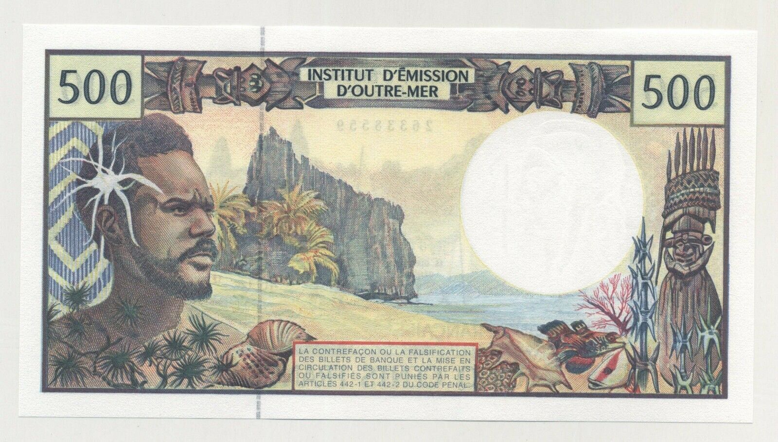 French Pacific Terr 500 Francs ND 1992 Pick 1b UNC French Pacific Terr 500 Francs ND 1992 Pick 1b UNC