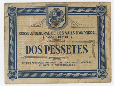 Andorra 2 Pessetes 19-12-1936 Pick 2 VF-