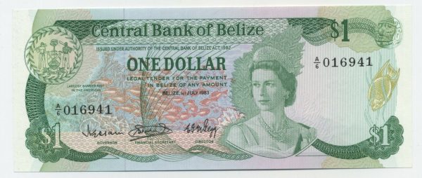 Belize 1 Dollar 1-7-1983 Pick 43 UNC