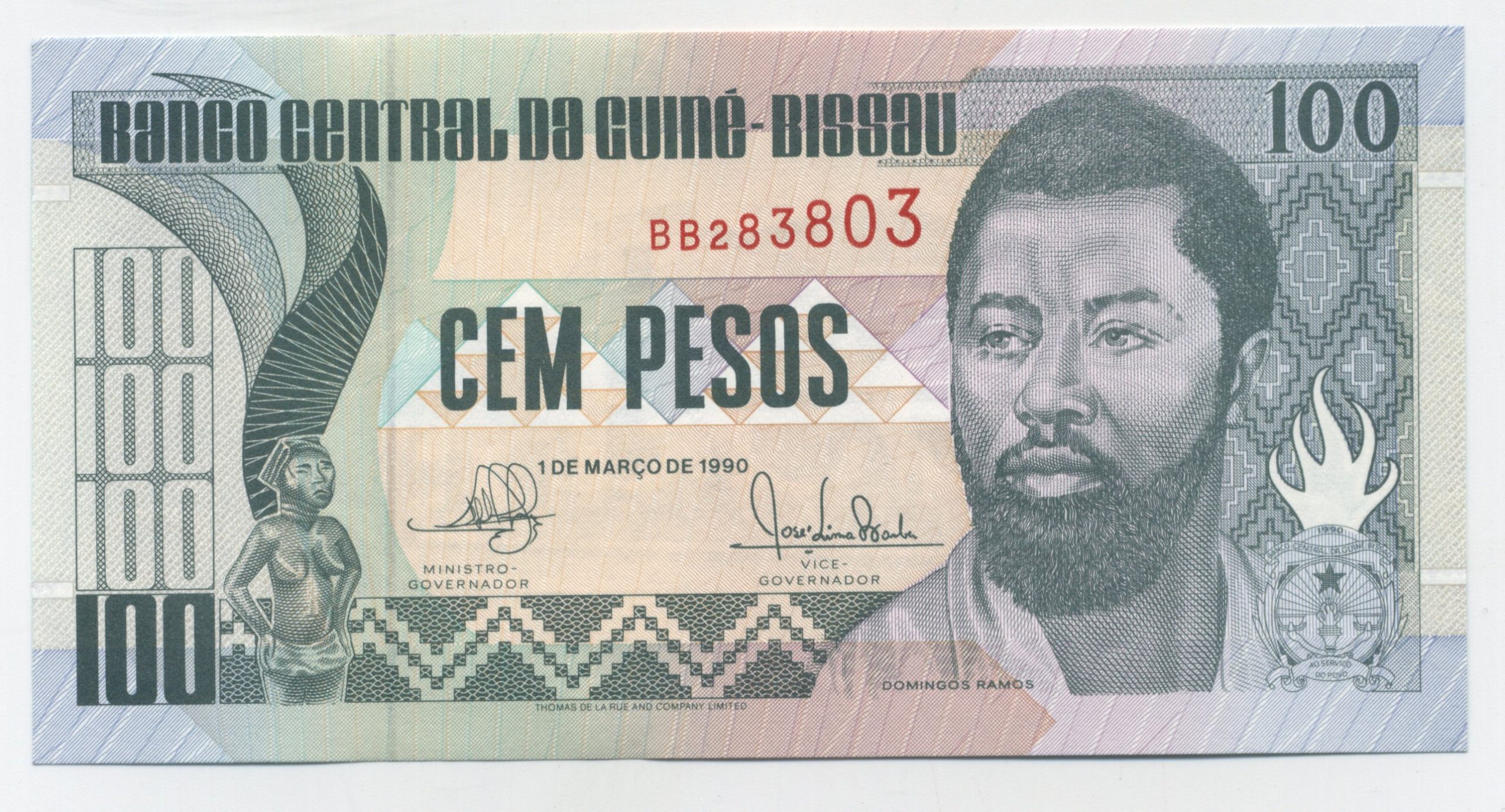 Guinea Bissau 100 Pesos 1-3-1990 Pick 11a UNC Guinea Bissau 100 Pesos 1-3-1990 Pick 11a UNC