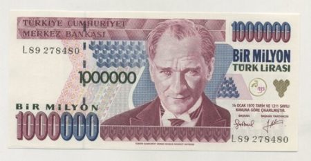Turkey 1000000 Lira L 1970 1985 Pick 209 UNC