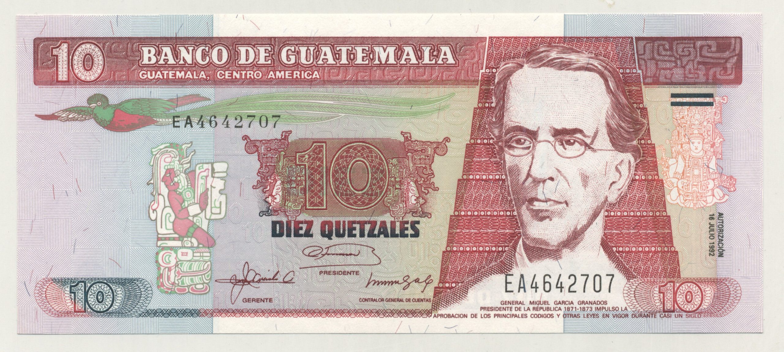 Guatemala 10 Quetzales 16-7-1992 Pick 82 UNC Guatemala 10 Quetzales 16-7-1992 Pick 82 UNC