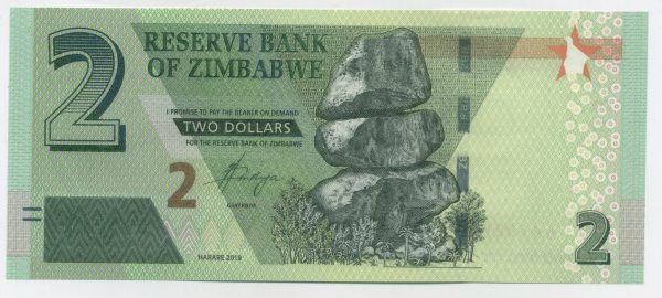 Zimbabwe 2 Dollars 2019 Pick New UNC