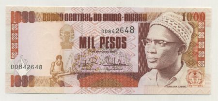 Guinea Bissau 1000 Pesos 1-3-1993 Pick 13b UNC