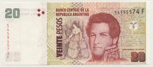 Argentina 20 Pesos ND 2003 Pick 355a UNC Serial F