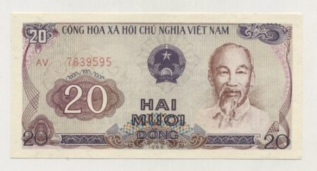 Viet Nam Vietnam 20 Dong 1985 Pick 94a UNC