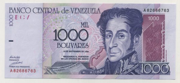 Venezuela 1000 Bolivares 10-9-1998 Pick 79 UNC