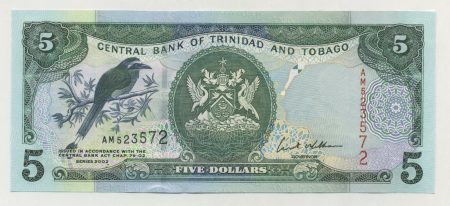Trinidad & Tobago 5 Dollars 2002 Pick 42b UNC
